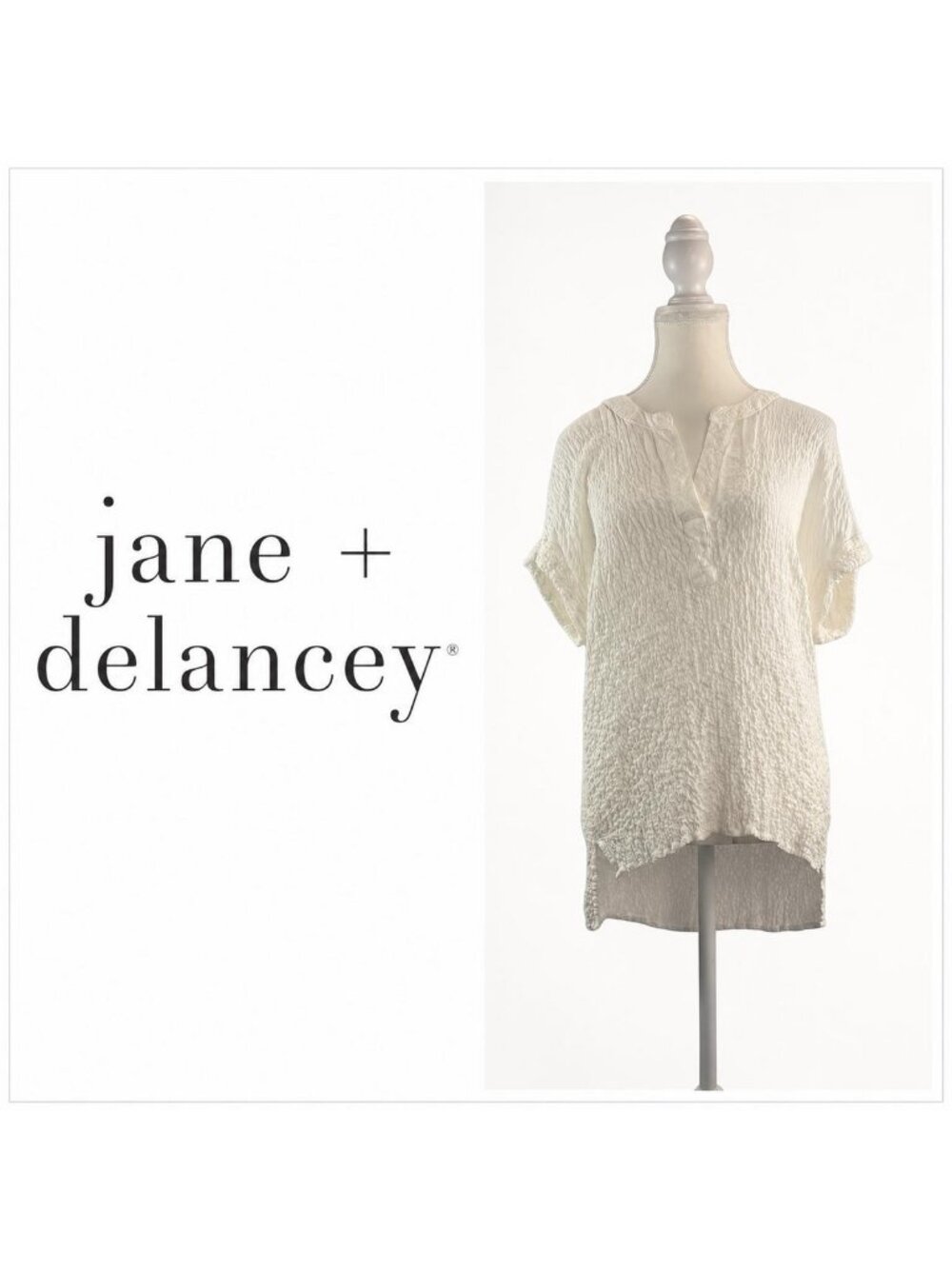 JANE + DELANCEY Crinkle Tunic Blouse – Large